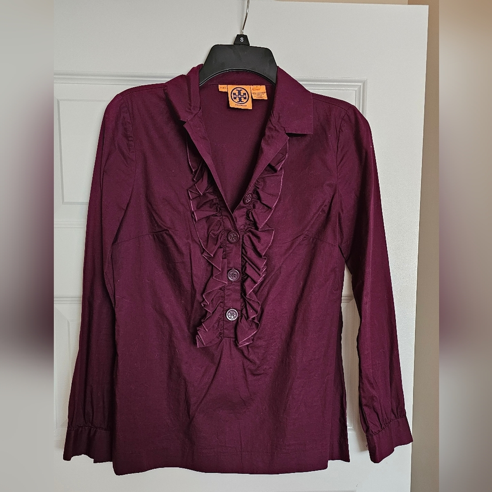 Tory Burch Ruffled Long Sleeve Blouse S XS